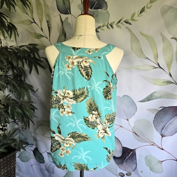 SUNNY ISLAND | Vintage Hawaiian Sleeveless Blouse in Turquoise sz 2XL - Picture 5 of 6